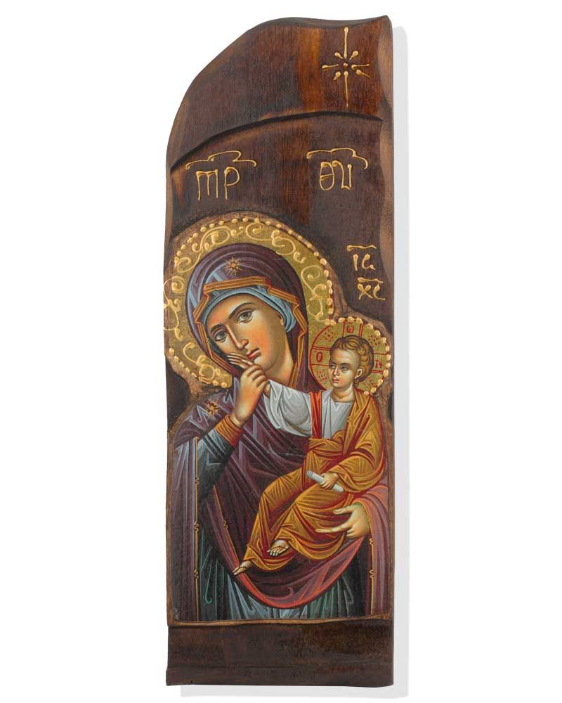 Ikone 30 x 10 x cm antik Madonna Glykophilousa