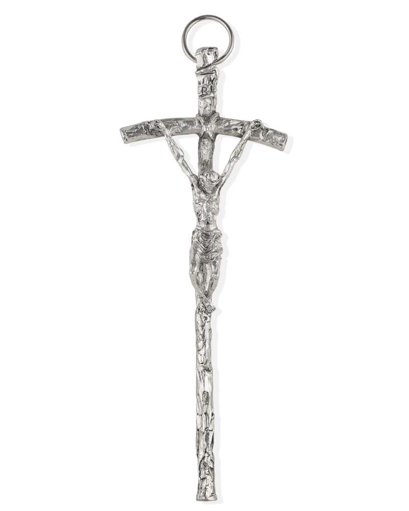 Papstkreuz 12,5 x 5 cm versilbert oxydiert