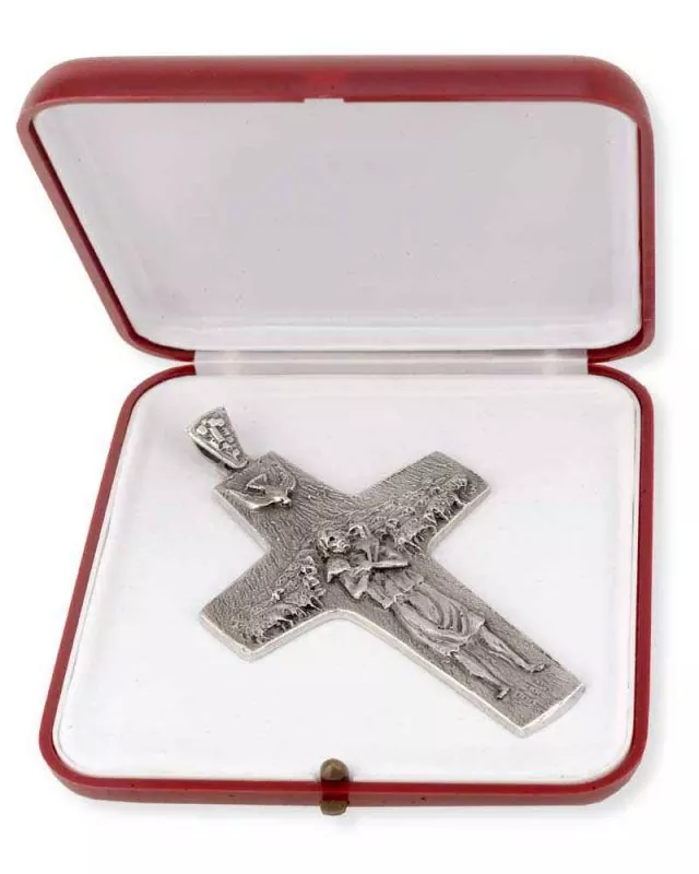 Papskreuz Franziskus 925 Silber Guter Hirte 10x7 cm
