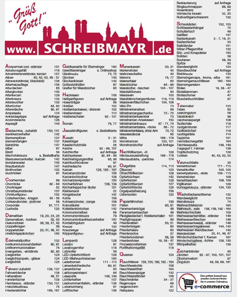 SCHREIBMAYR 2026/27 Kirchenbedarf Hauptkatalog