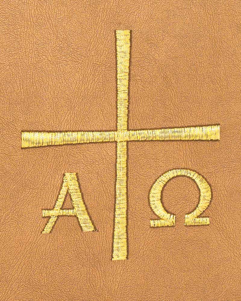 Verkündigungsmappe A4 bronze A + O goldgestickt