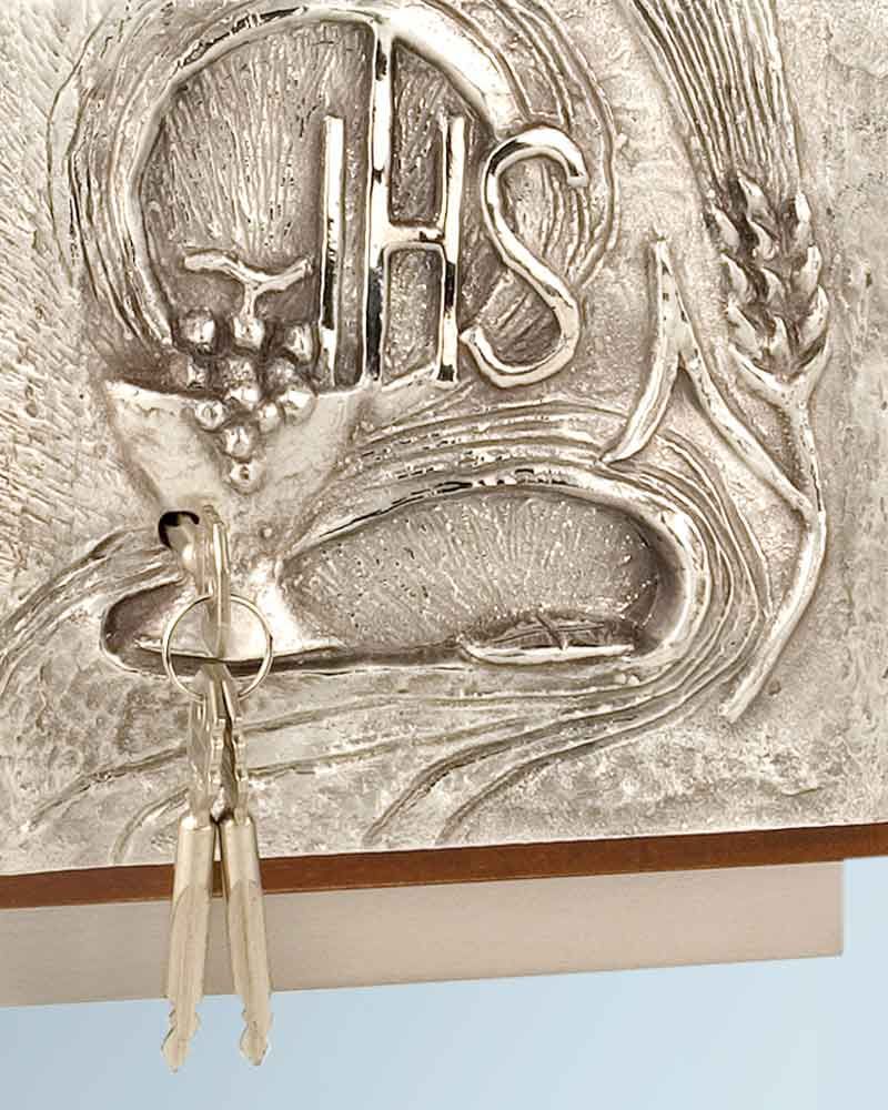 Tabernakel Türrelief IHS Holzkorpus 20x18x18 cm
