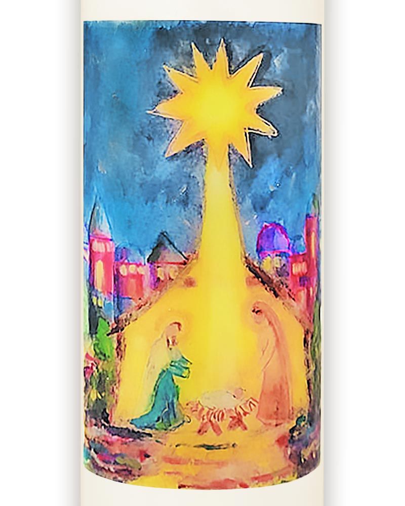 Kerze 165x60 mm Krippe, Stadt & Stern v. Bethlehem