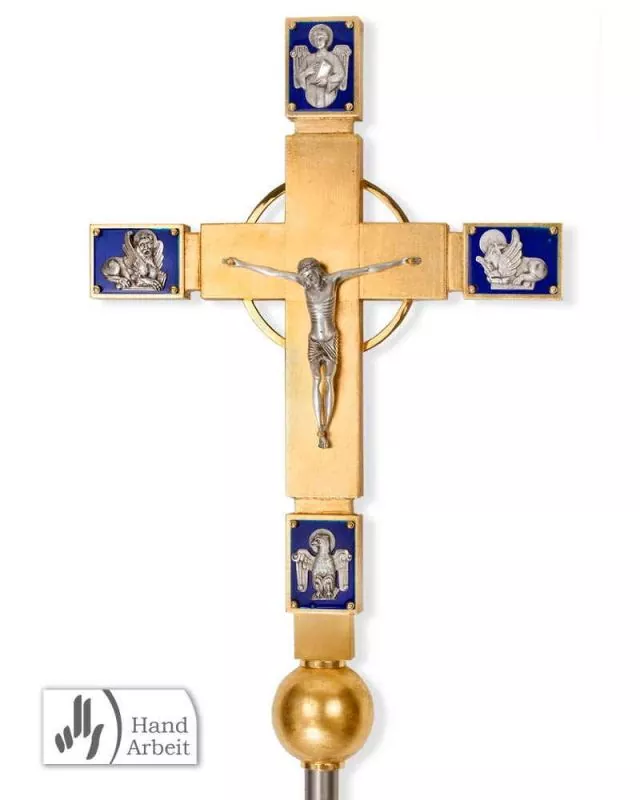 Vortragekreuz 56 x 41 cm Evangelisten Holz verg.