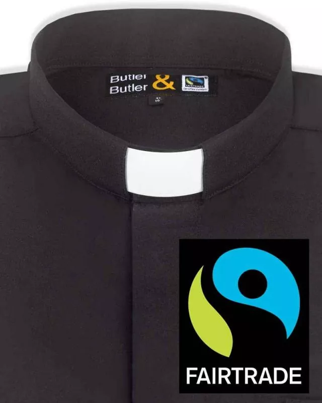 Collarhemd 100% Fairtrade Baumwolle schwarz Langarm