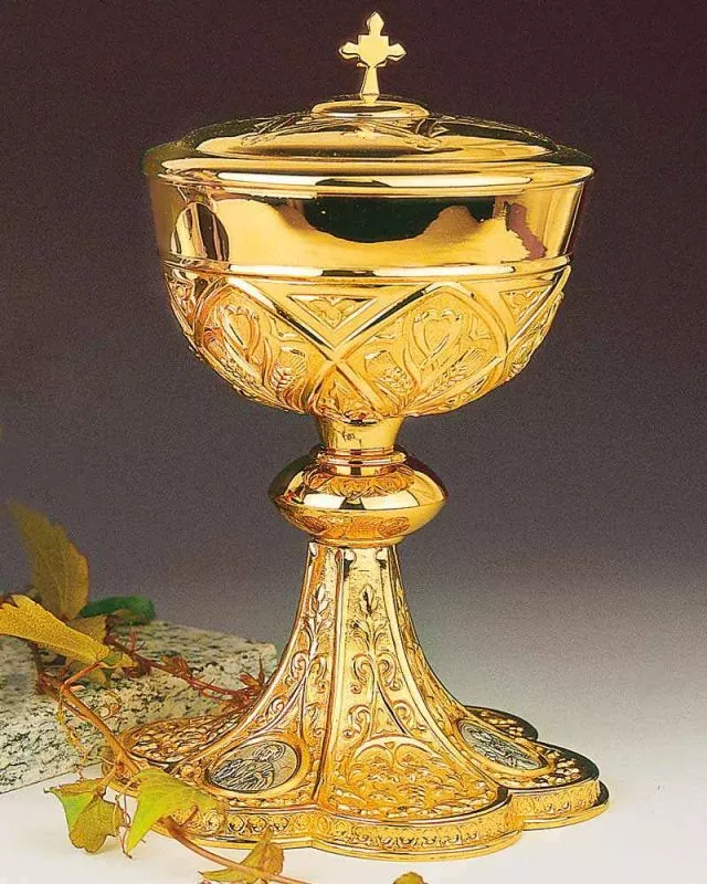 Ziborium gotische Form vergoldet 23 cm hoch