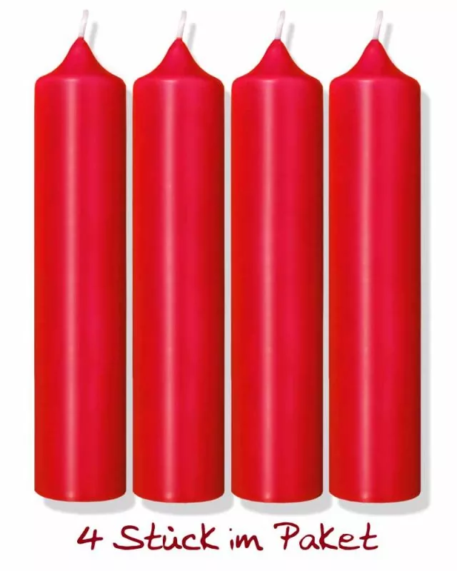 4 Adventskerzen 300x70 mm Kerzen rot, 10 % Bienwachs
