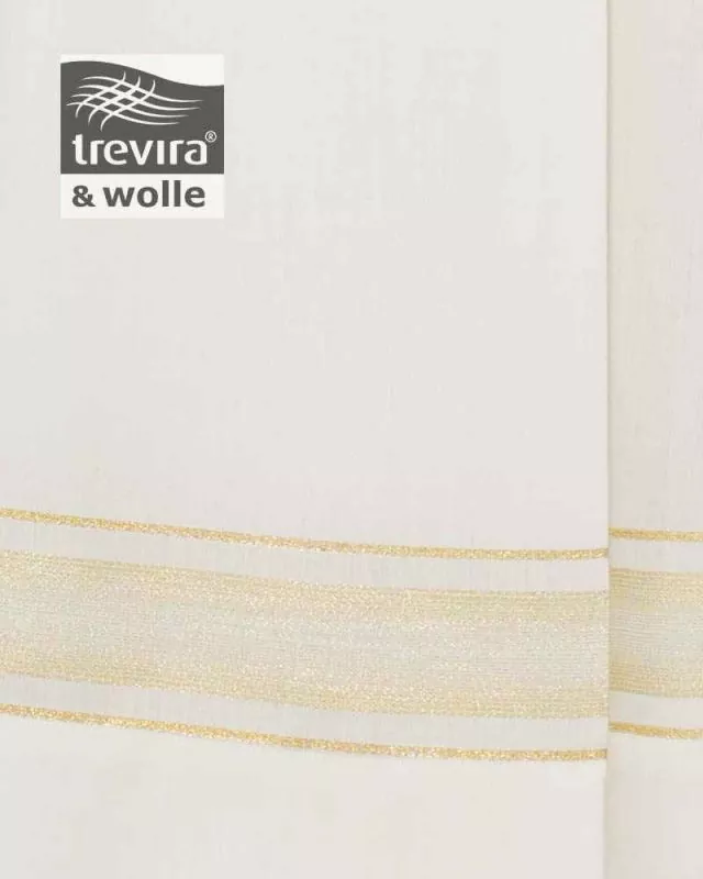 Albe Wollmix 160 cm creme Webbordüre aus Goldfäden