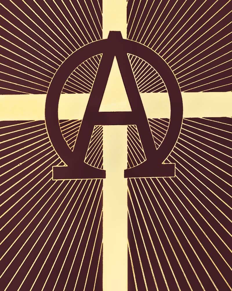 Lektionareinband Kunstleder braun mit Goldprägung A+O