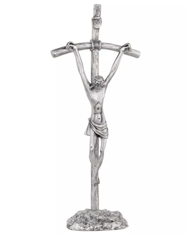 Stehkreuz antiksilber 30 cm "Papstkreuz" mit Christus