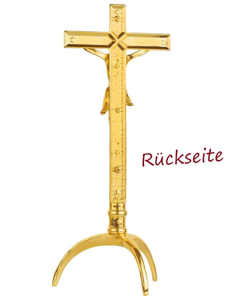 Altarkreuz 16 x 42 cm dreibeinig Messing poliert