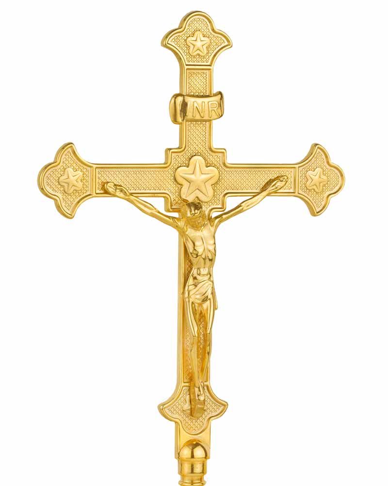 Altarkreuz gotisch 33cm hoch, Messing poliert