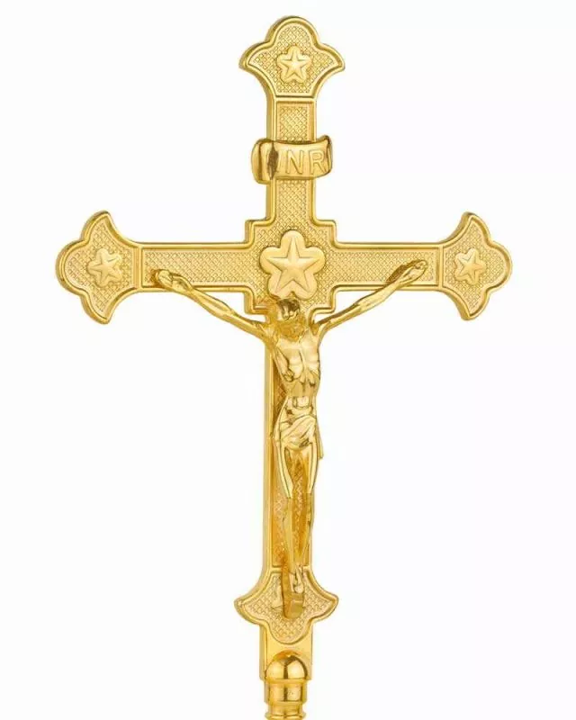 Altarkreuz gotisch 33cm hoch, Messing poliert