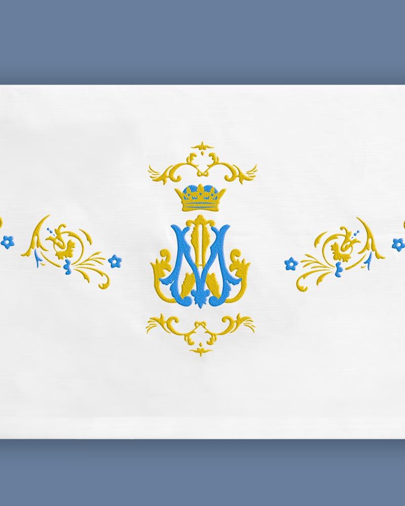 Altardecke  Polyester in Leinenoptik  300 x 160 cm mit Mariensymbol