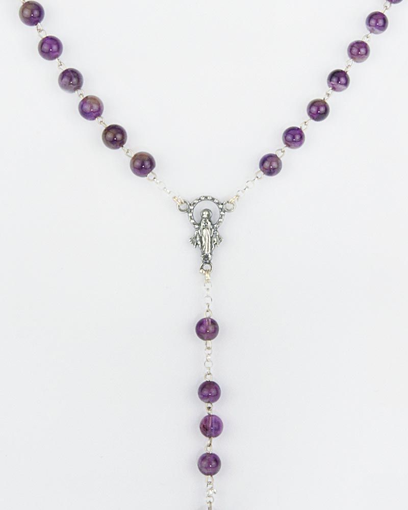 Rosenkranz Sterling Silber Amethyst Perlen 6 mm Ø