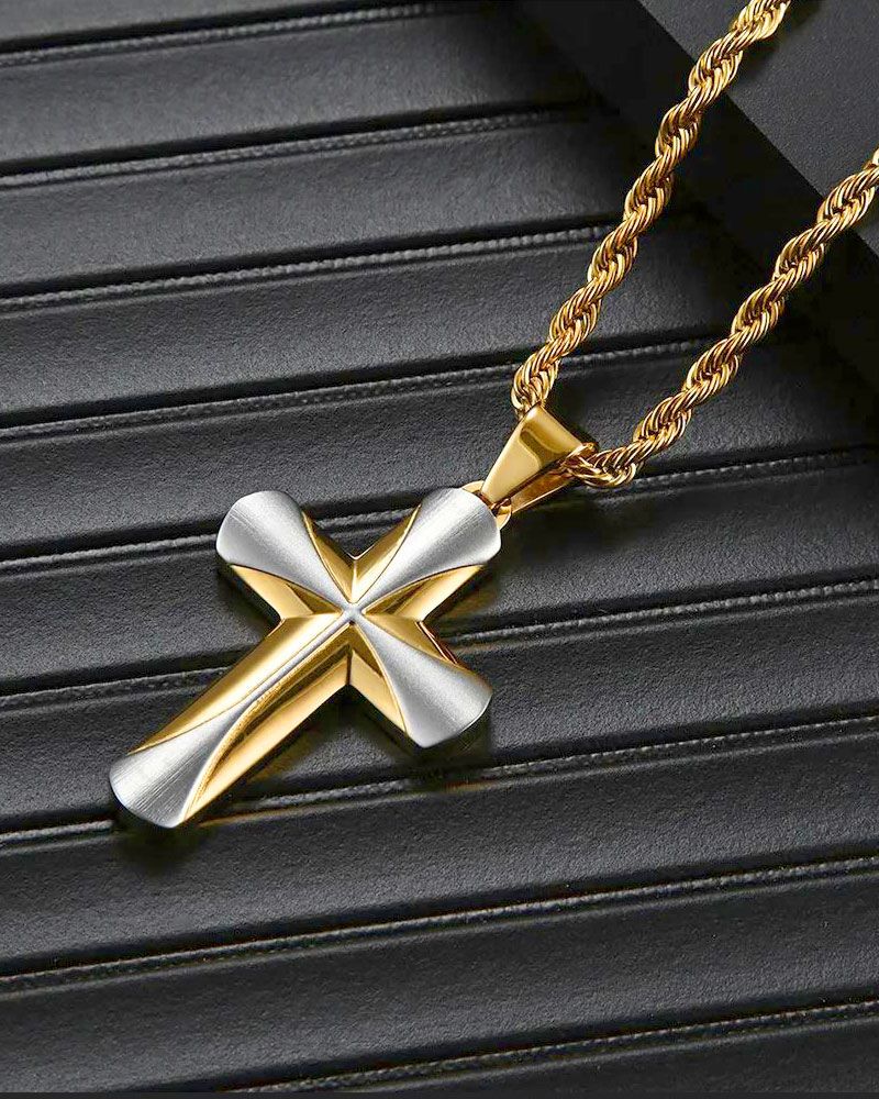 Kreuzanhänger 55 x 35 mm, Edelstahl vergoldet