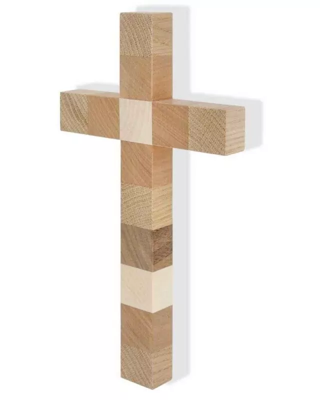 Wandkreuz 12 Apostel solides Holz 26 x 15 cm