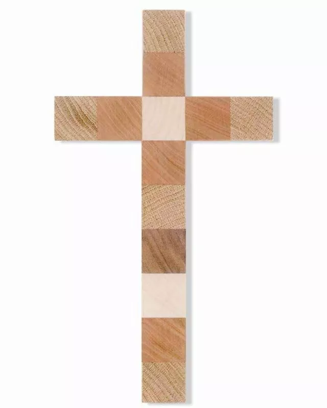 Wandkreuz 12 Apostel solides Holz 26 x 15 cm