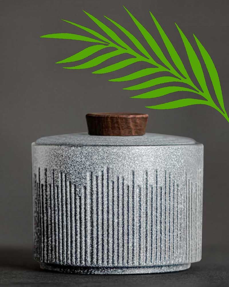 Aschegefäß Keramik 8 cm Ø, 7 cm hoch, aschgrau