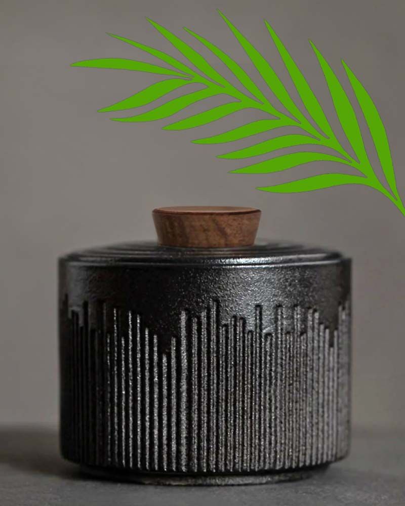 Aschegefäß Keramik 8 cm Ø, 7 cm hoch, schwarz