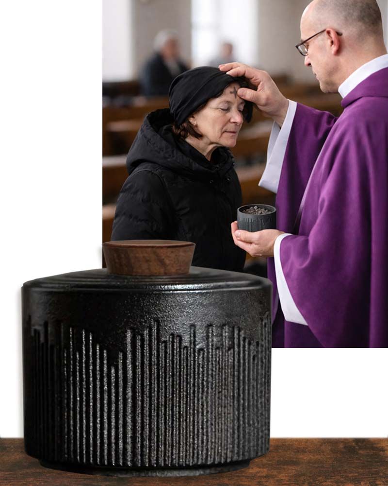 Aschegefäß Keramik 8 cm Ø, 7 cm hoch, schwarz