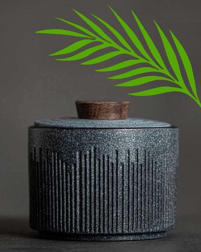 Aschegefäß Keramik 8 cm Ø, 7 cm hoch, grau