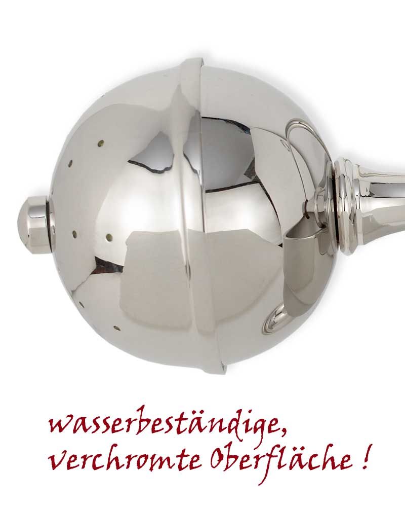 Aspergill mit Holzgriff Messing verchromt, 24 cm