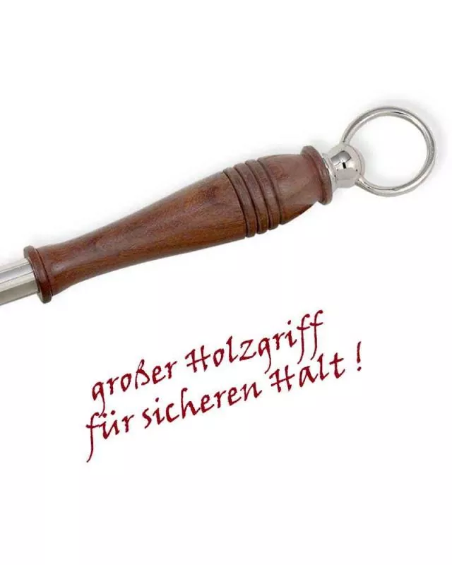 Aspergill groß mit Holzgriff Messing verchromt, 30 cm