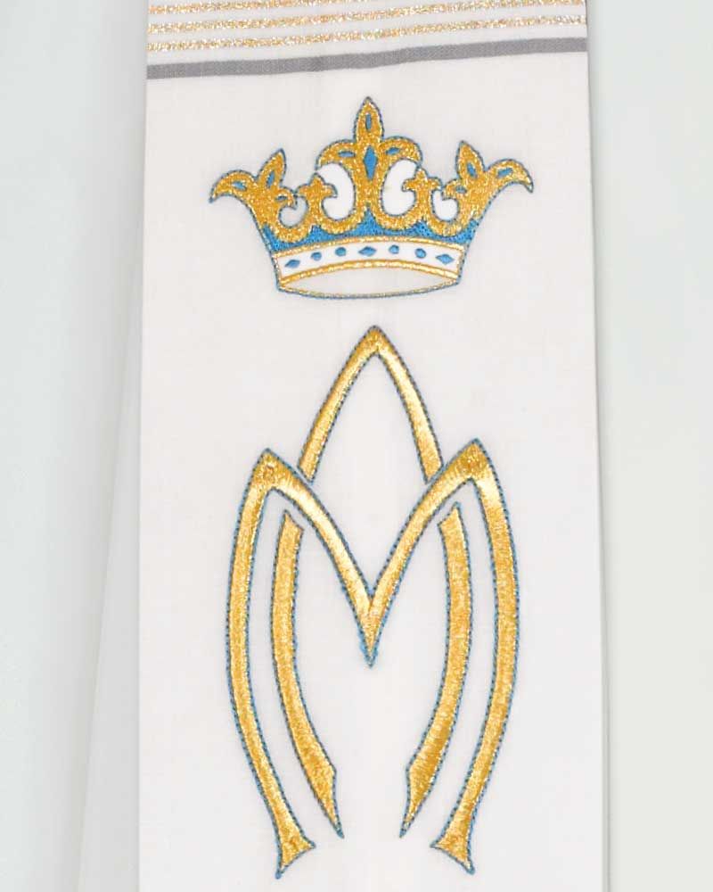 Marienstola weiß 130 cm AM und Krone gestickt