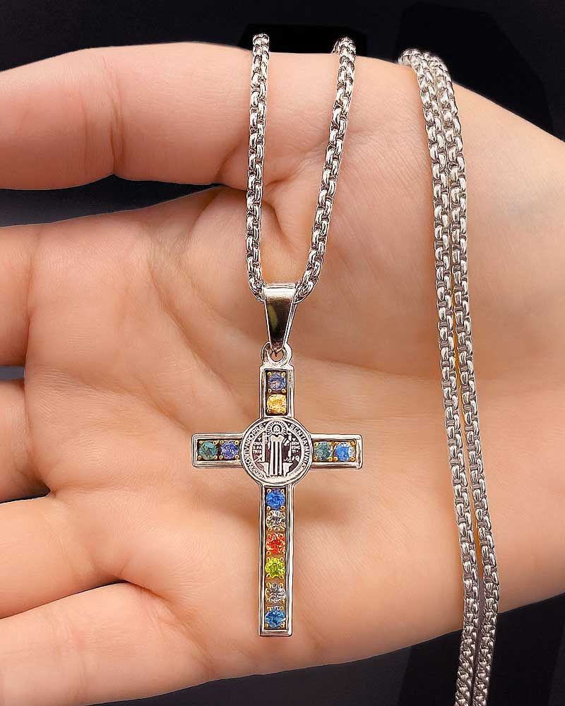 Benediktuskreuz mit Kette 3,5 x 2 cm, Edelstahl