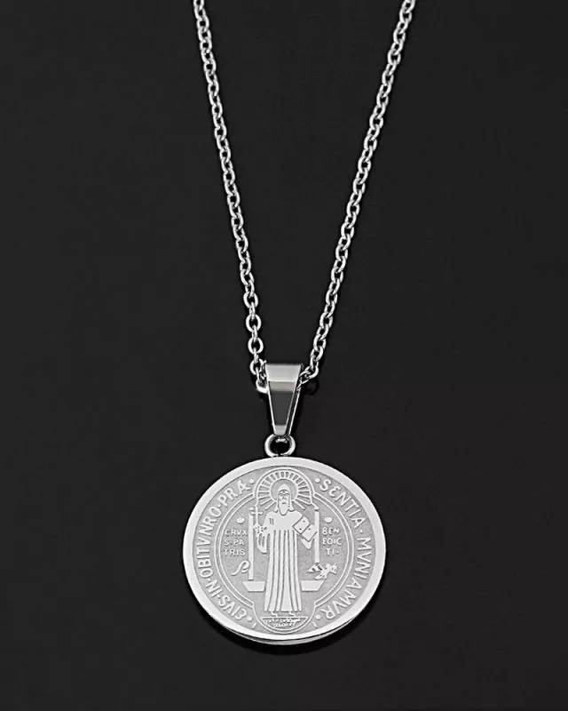 Benediktus Medaille mit Kette aus Edelstahl