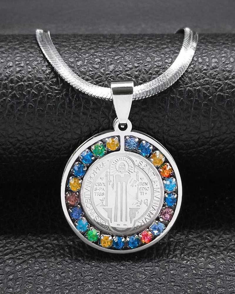 Benediktus Medaille mit Kette aus Edelstahl