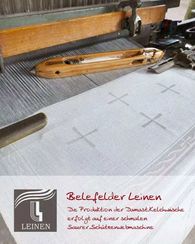 Kelchtuch 50 x 30 cm Leinen Motiv Hostie eingewebt