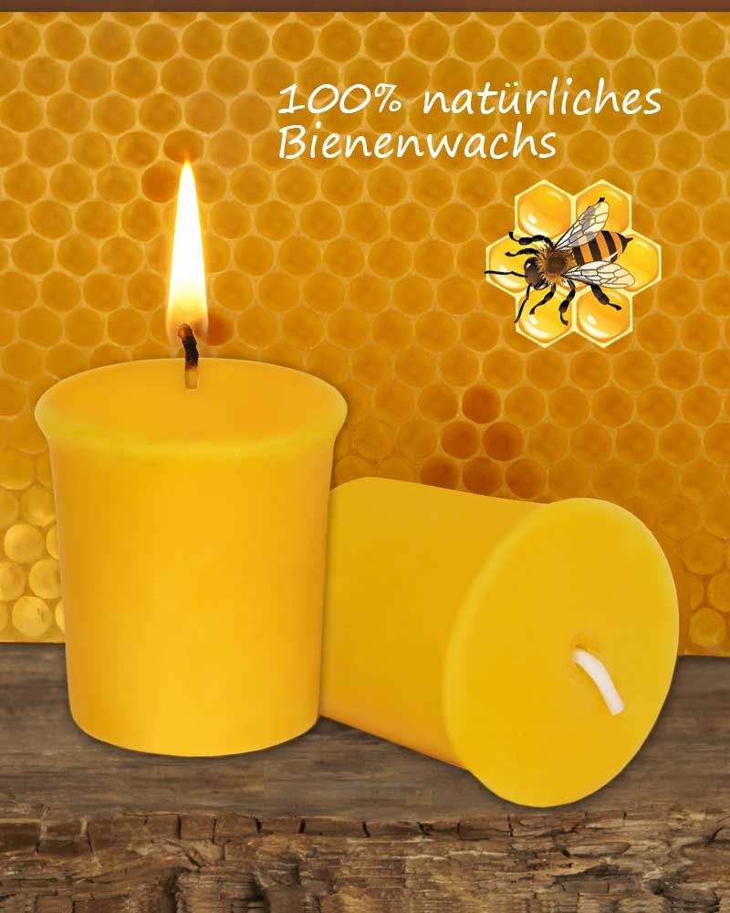 6 Stumpenkerzen 45 x 50 mm konisch 100% Bienenwachs gelb