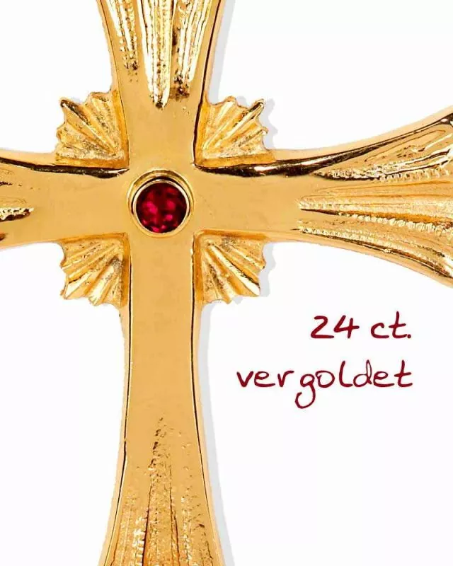 Bischofskreuz 9,5 x 8 cm Nikolaus vergoldet mit Kette
