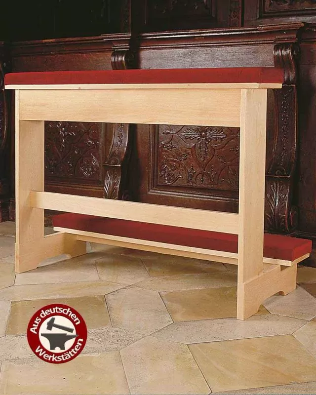 Brautbetstuhl 120 cm Buche natur mit rotem Samtpolster