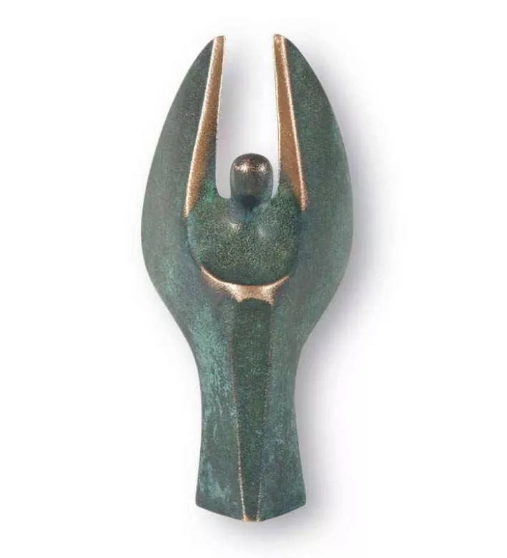 Verkündigungsengel 7 cm Bronze grün patiniert