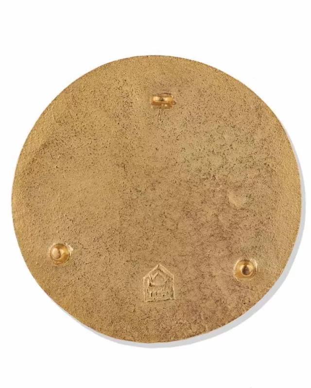 Bronzeplakette 10 cm Ø Relief Schutzengel
