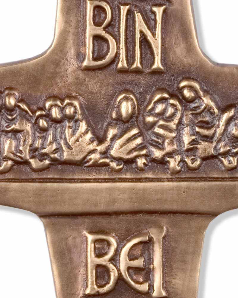 Kommunionkreuz Bronze Abendmahl 7,5 x 9,5 cm