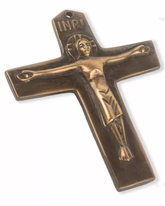 Kommunionkreuz Bronze, mit Christus 10,5 x 8,5 cm