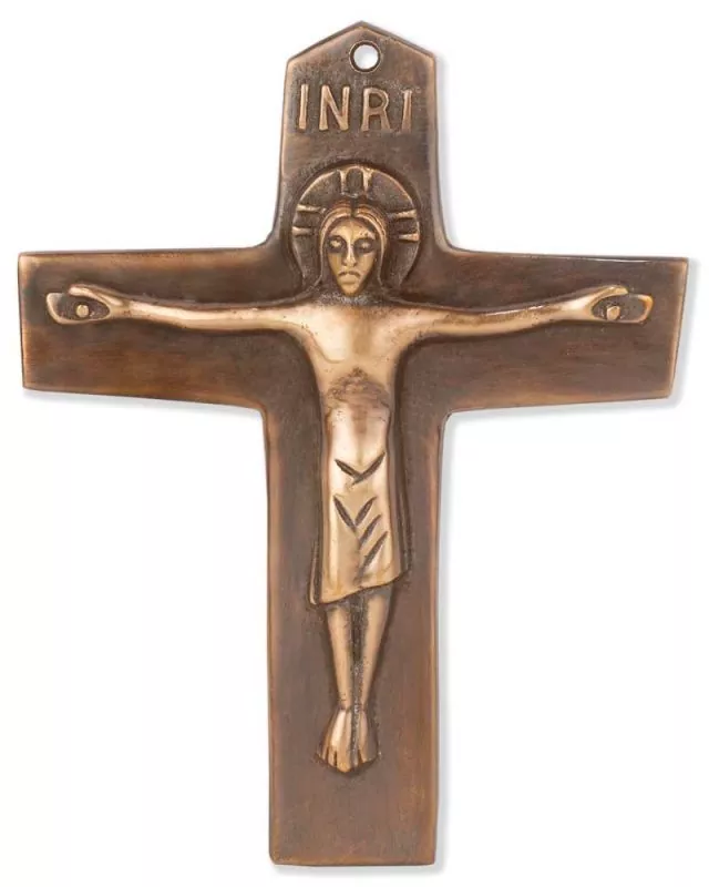 Kommunionkreuz Bronze, mit Christus 10,5 x 8,5 cm