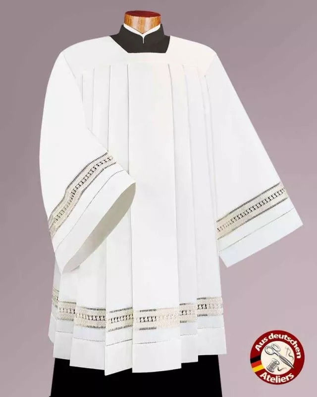 Chorrock Trevira & Wolle creme 100 cm Handstickerei beige