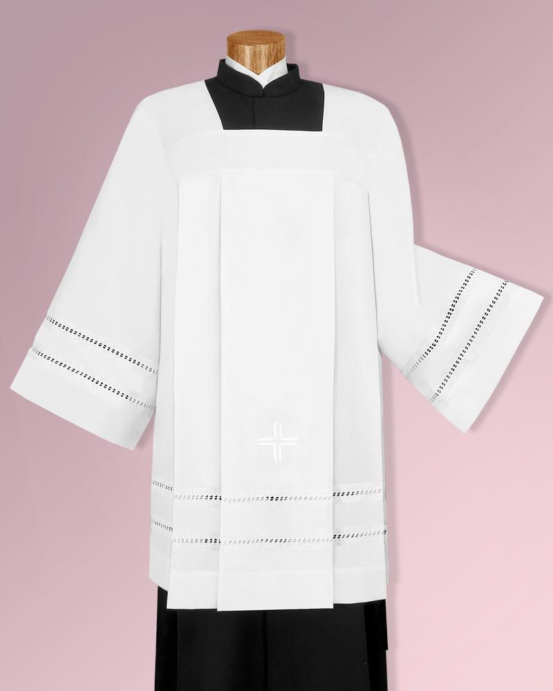 Chorrock mit Stickerei creme 55% Polyester & 45% Wolle
