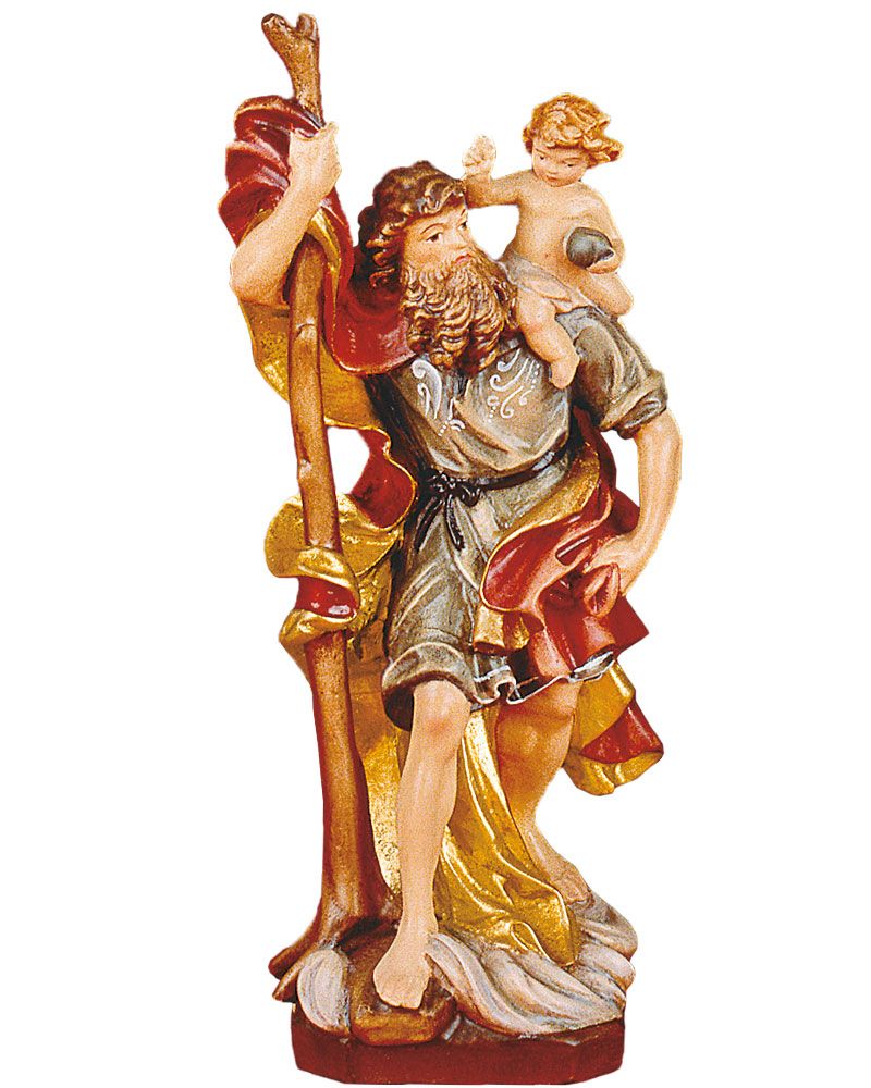 Hl. Christophorus mit Kind 20 cm, holzgeschnitz