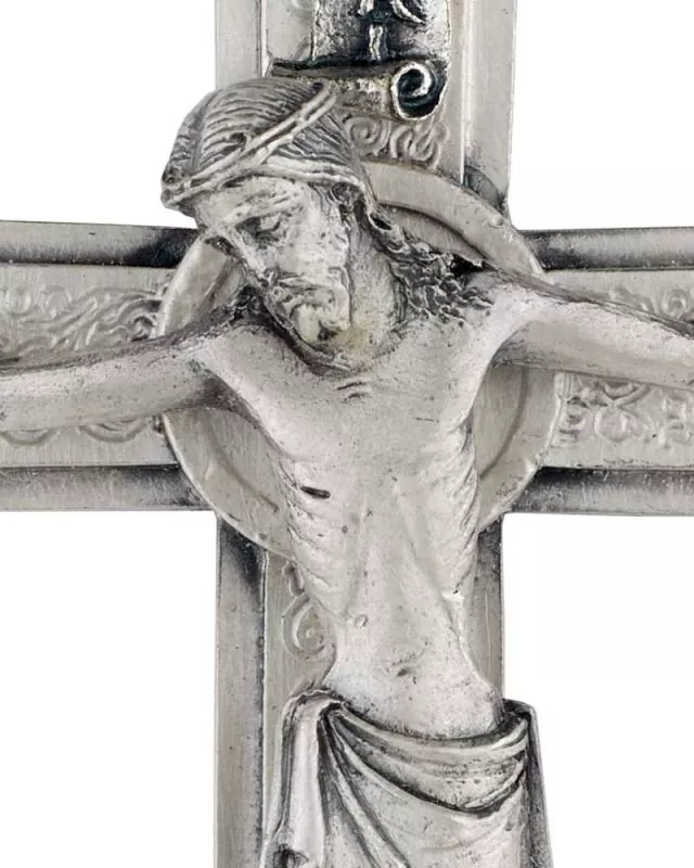 Kreuz 4 Evangelisten 13,5 cm antik Silber, mit Korpus