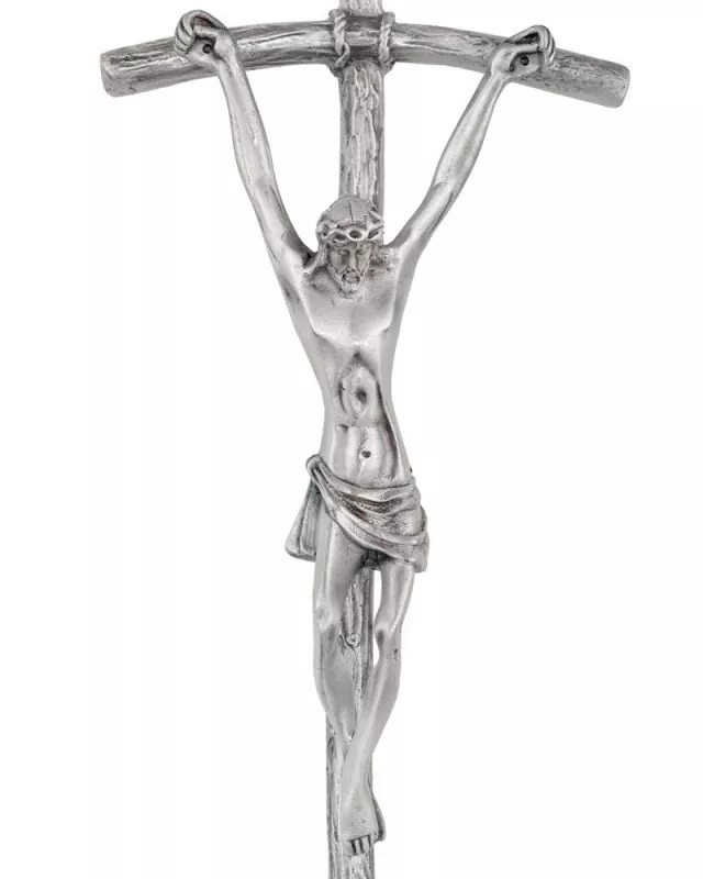 Papstkreuz 29 x 12,5 cm antiksilber Wandkreuz mit Korpus