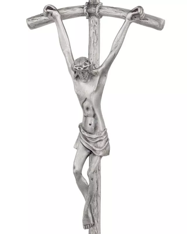 Papstkreuz 29 x 12,5 cm antiksilber Wandkreuz mit Korpus