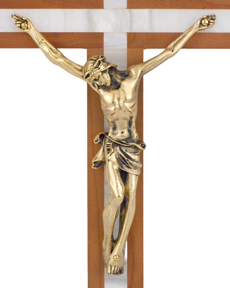 Wandkreuz mit goldfrabenem Christuskorpus 25 x 12,5 cm