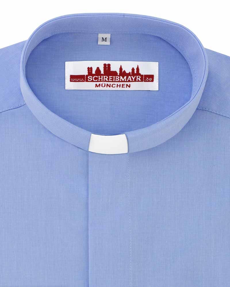 Collarhemd Fil a Fil Langarm Hellblau 80% BW 20% PE