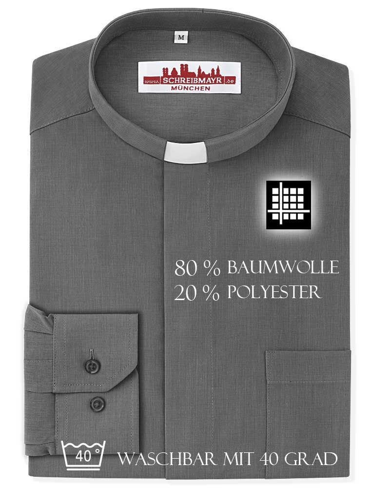 Collarhemd Dunkelgrau Langarm  Fil a Fil 80% BW 20% PE